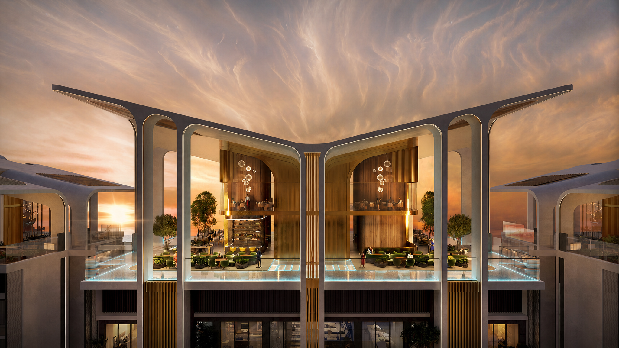Code 67 architectural elevation showcasing wellness residences