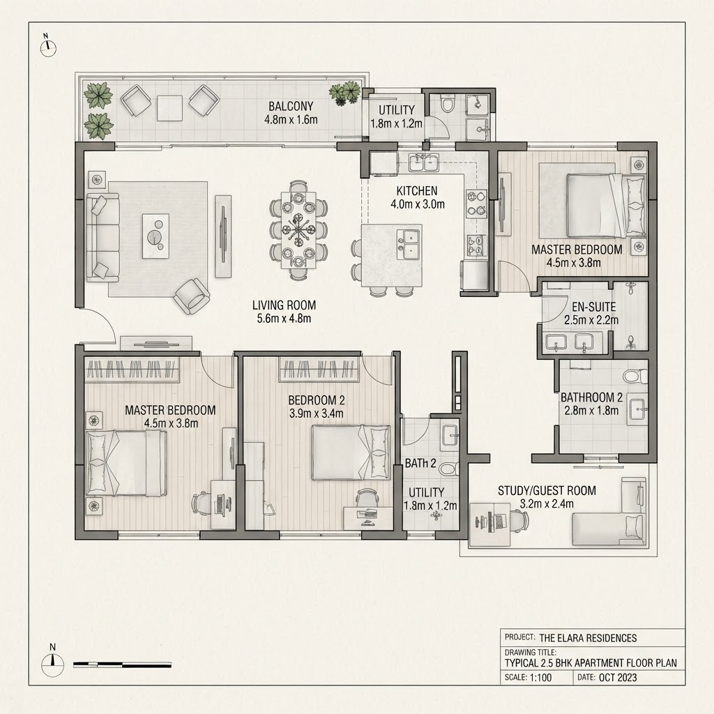 2.5 BHK Residence floor plan preview