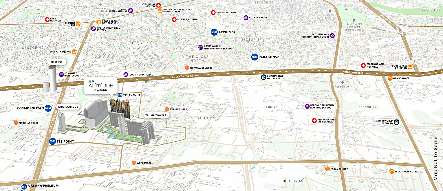 Map of Wellness 67 connectivity on Golf Course Extension Road
