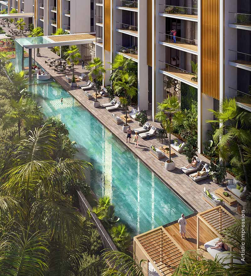 Wellness 67 landscaped lap pool