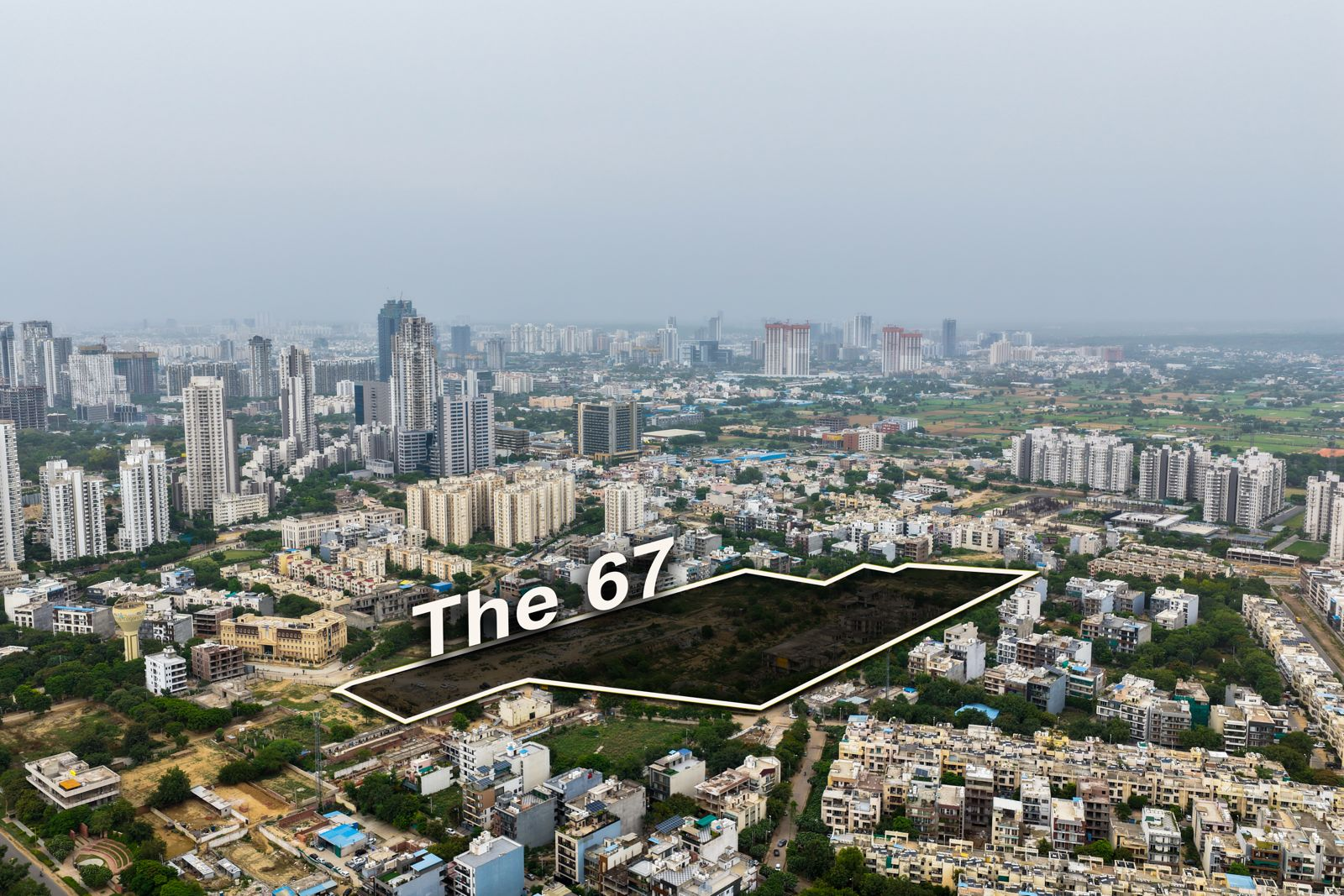 Aerial view showing the Smartworld 67 development site in its established Gurgaon neighbourhood